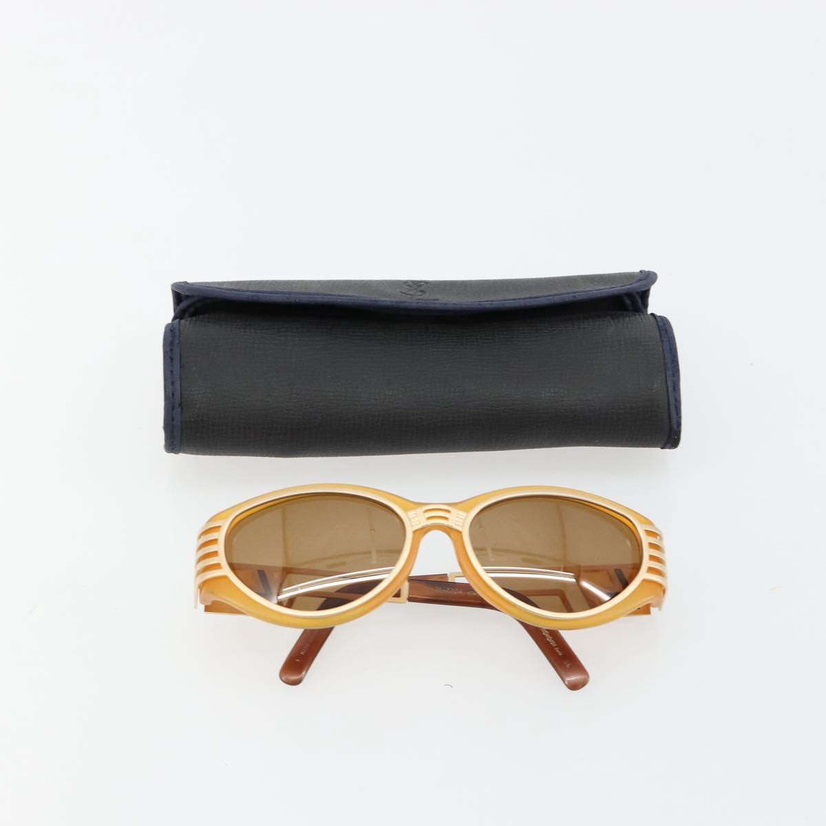 SAINT LAURENT Sunglasses Plastic Beige Gold Auth bs35478