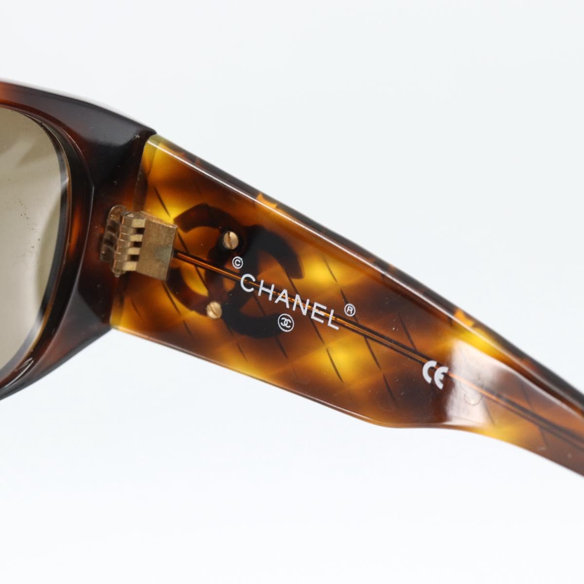 CHANEL Tortoise Pattern Sunglasses Plastic Brown Gold CC Auth bs35479