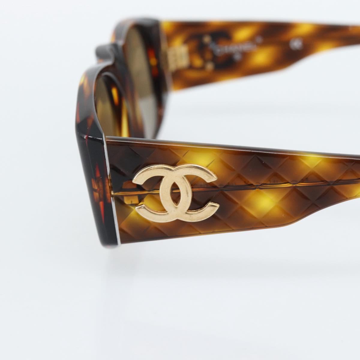 CHANEL Tortoise Pattern Sunglasses Plastic Brown Gold CC Auth bs35479