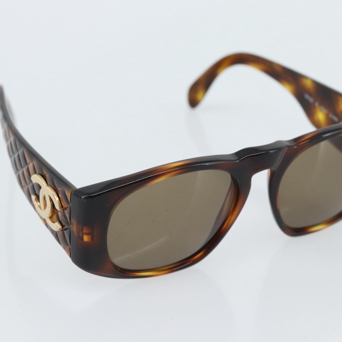CHANEL Tortoise Pattern Sunglasses Plastic Brown Gold CC Auth bs35479