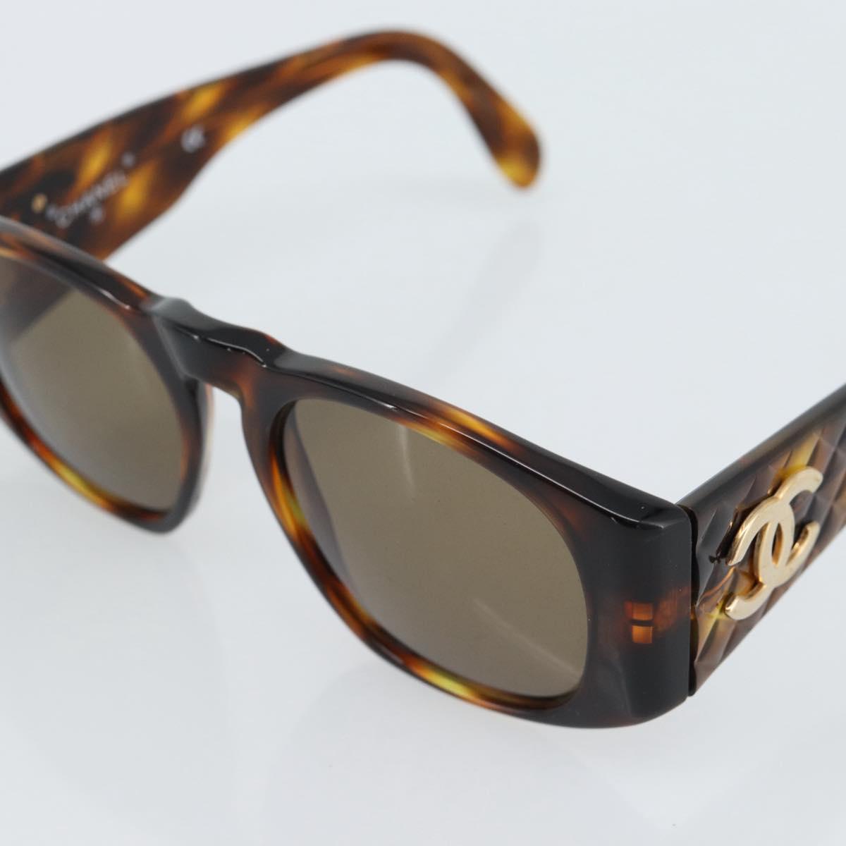 CHANEL Tortoise Pattern Sunglasses Plastic Brown Gold CC Auth bs35479