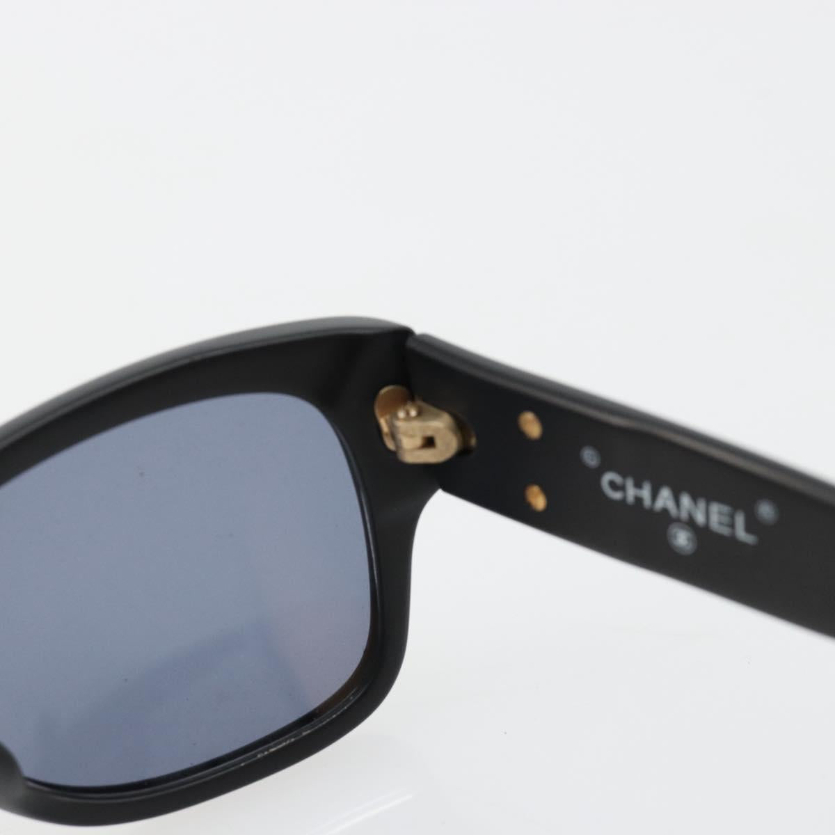 CHANEL Sunglasses Plastic Black Gold CC Auth bs35480