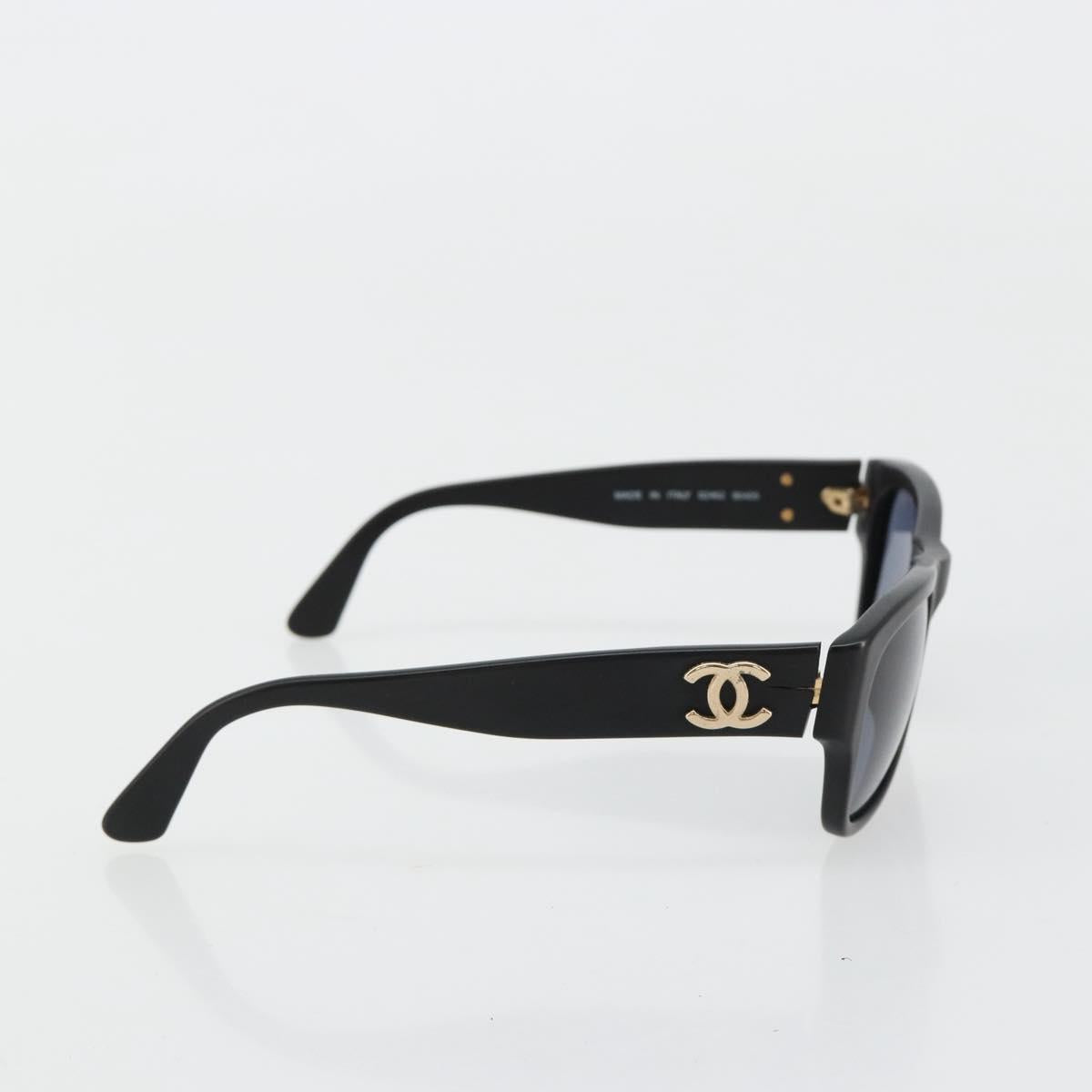 CHANEL Sunglasses Plastic Black Gold CC Auth bs35480