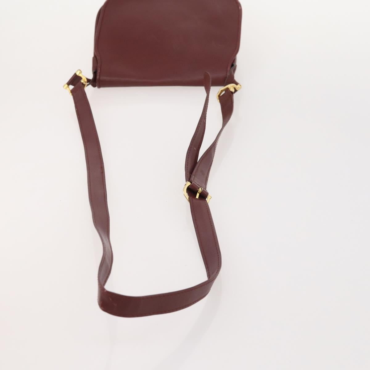 CARTIER Must Line Shoulder Bag Leather Suede 4 Set Bordeaux Auth bs35481