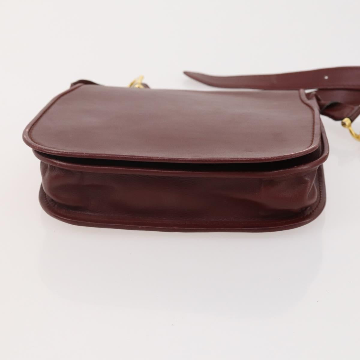 CARTIER Must Line Shoulder Bag Leather Suede 4 Set Bordeaux Auth bs35481