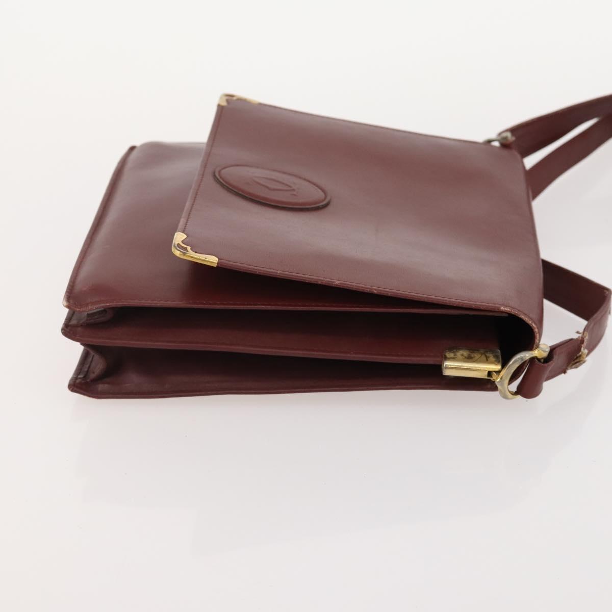 CARTIER Must Line Shoulder Bag Leather Suede 4 Set Bordeaux Auth bs35481