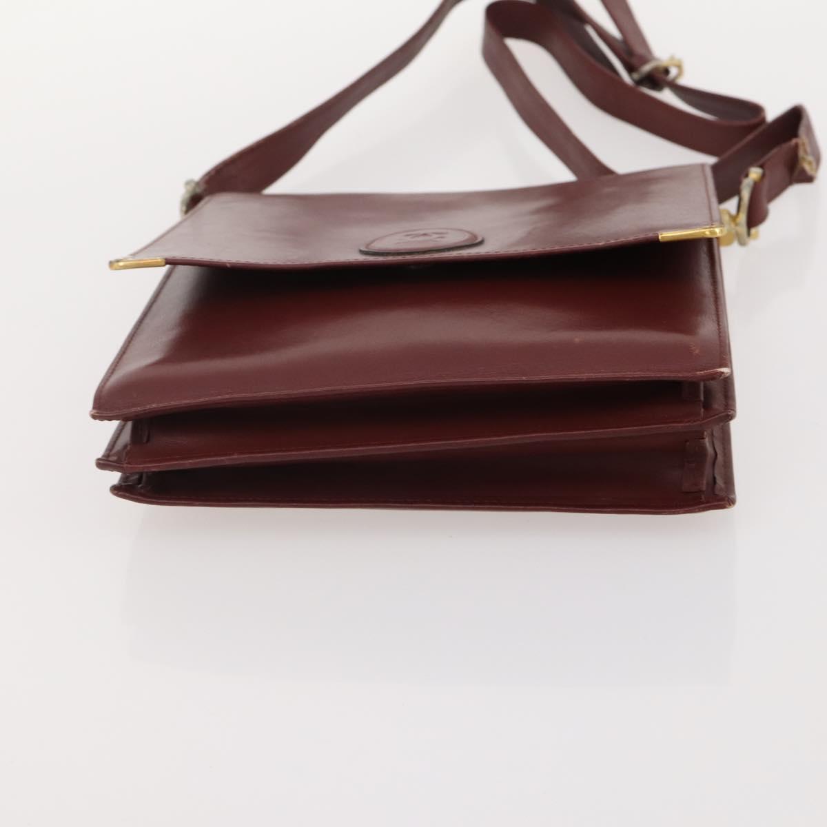 CARTIER Must Line Shoulder Bag Leather Suede 4 Set Bordeaux Auth bs35481