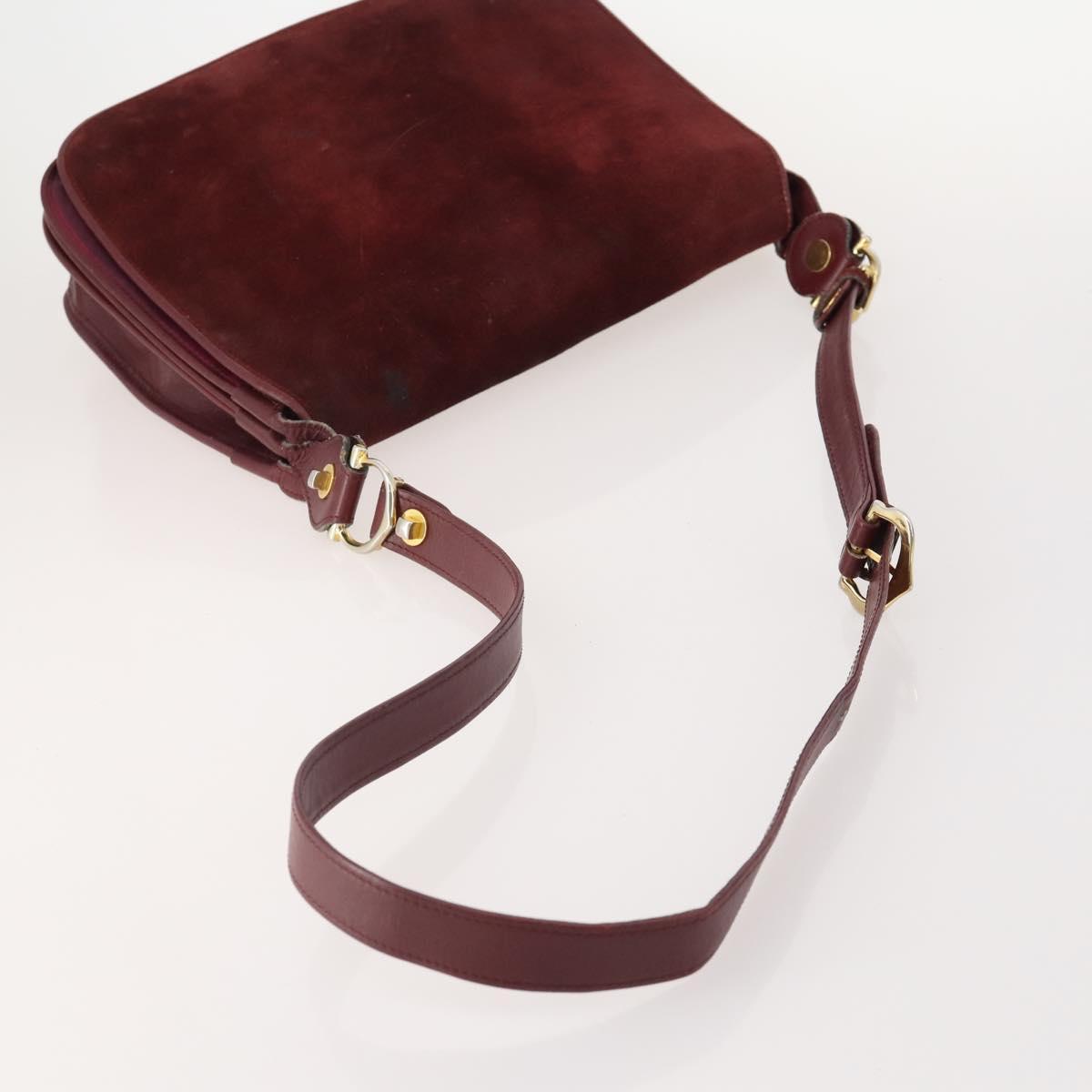 CARTIER Must Line Shoulder Bag Leather Suede 4 Set Bordeaux Auth bs35481