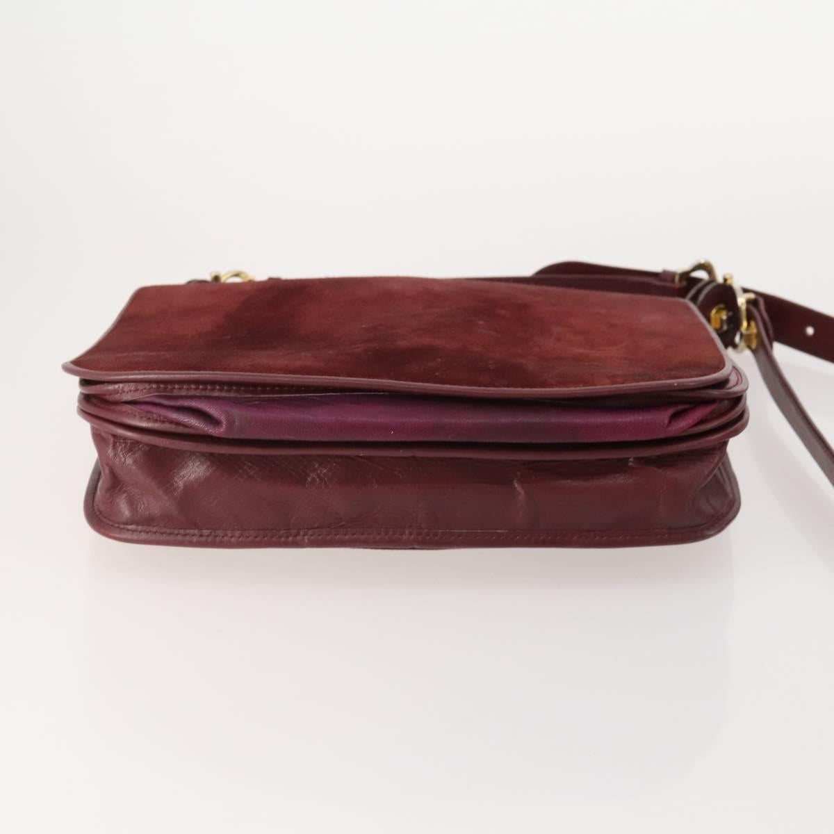 CARTIER Must Line Shoulder Bag Leather Suede 4 Set Bordeaux Auth bs35481