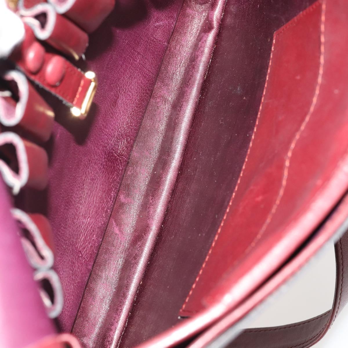 CARTIER Must Line Shoulder Bag Leather Suede 4 Set Bordeaux Auth bs35481