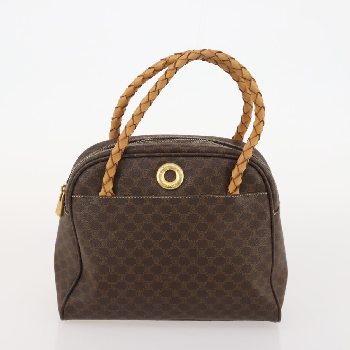 CELINE Macadam Canvas Hand Bag PVC Leather 3 Set Brown Auth bs35482