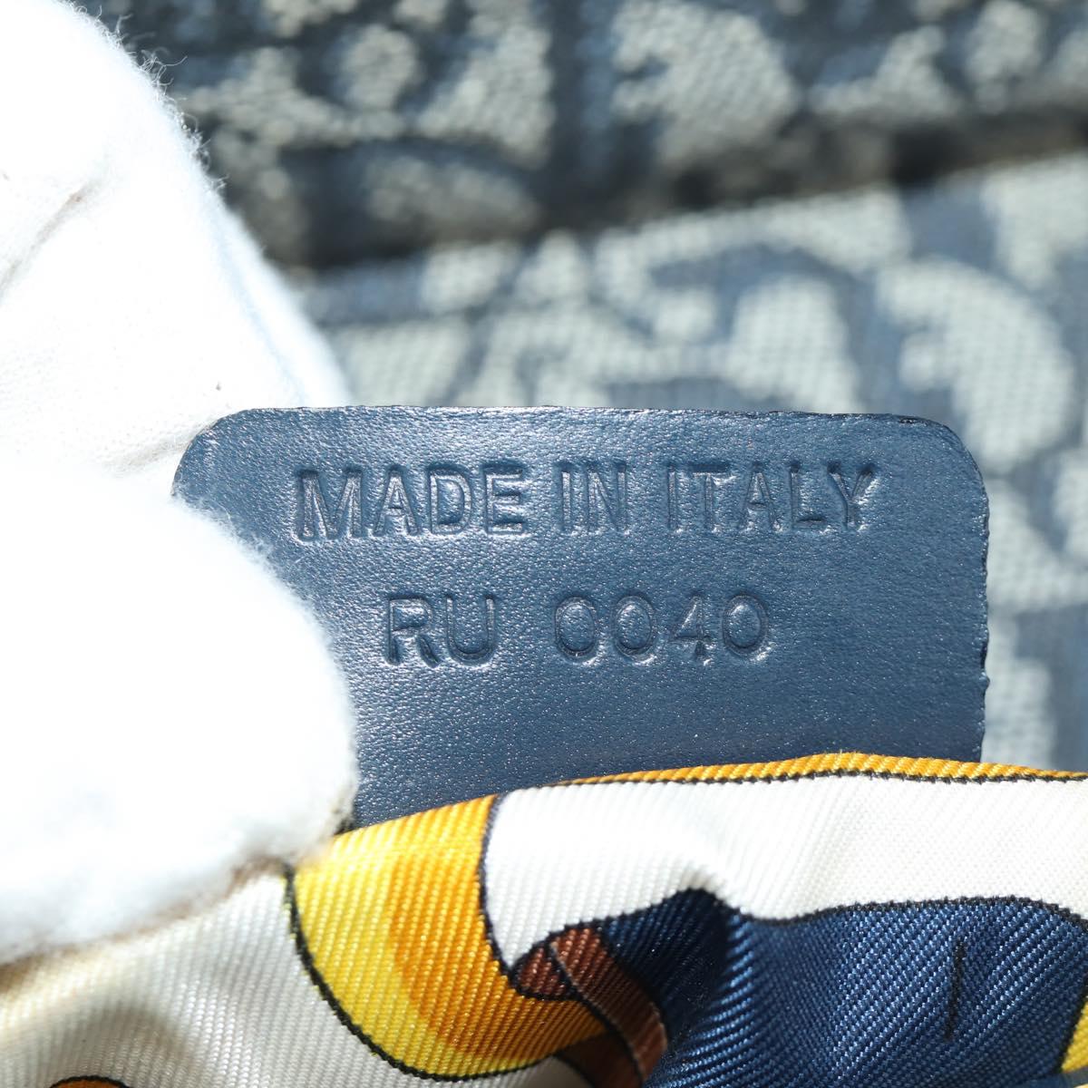 Christian Dior Trotter Canvas Saddle Shoulder Bag Navy Gold Auth bs35491V