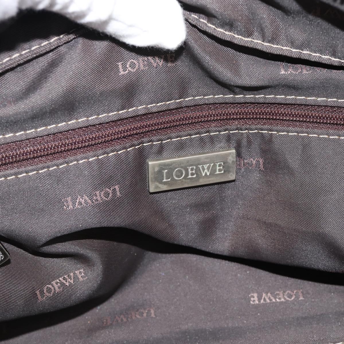 LOEWE Anagram Hand Bag Leather Beige Silver Auth bs35492