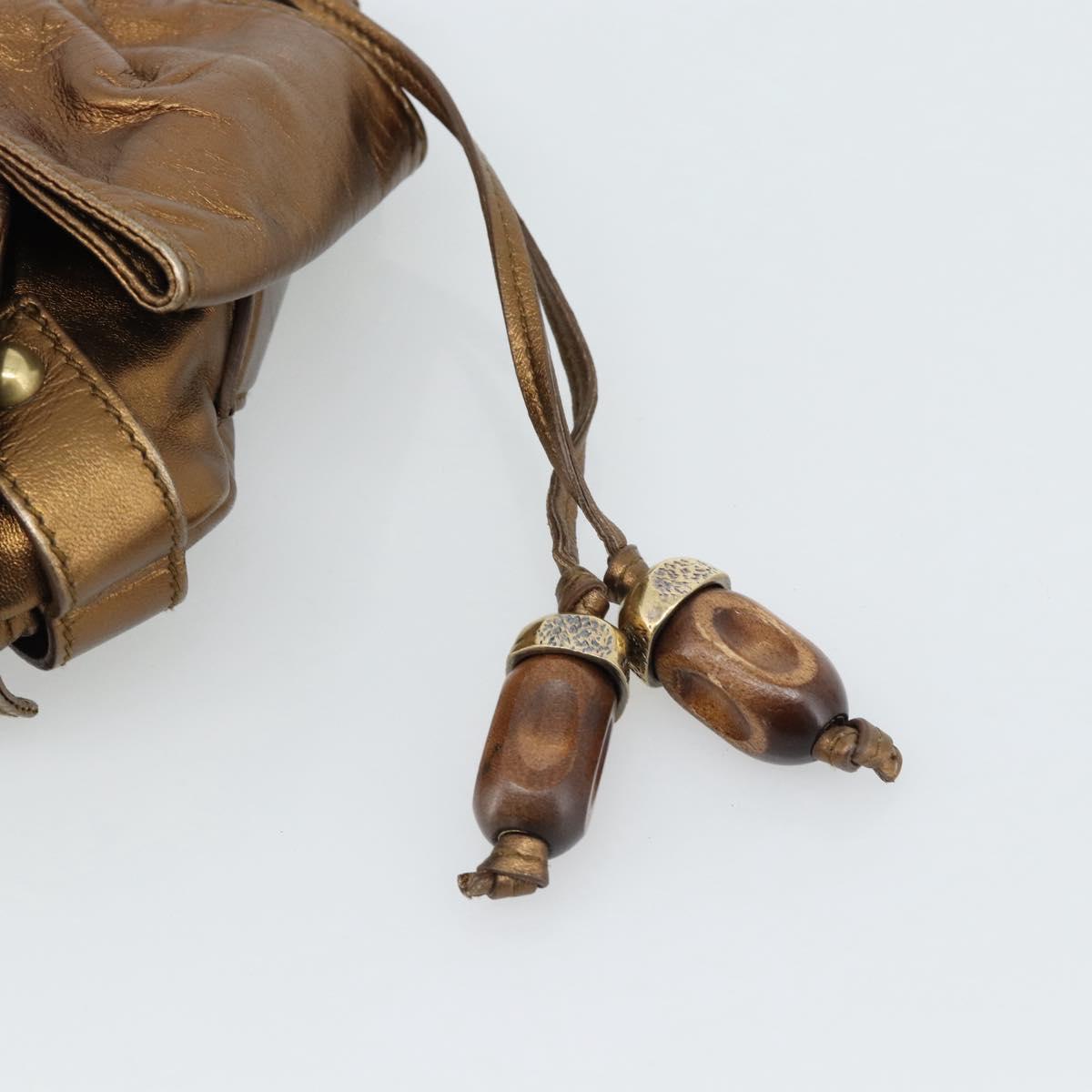 SAINT LAURENT Shoulder Bag Leather Bronze Gold Auth bs35494