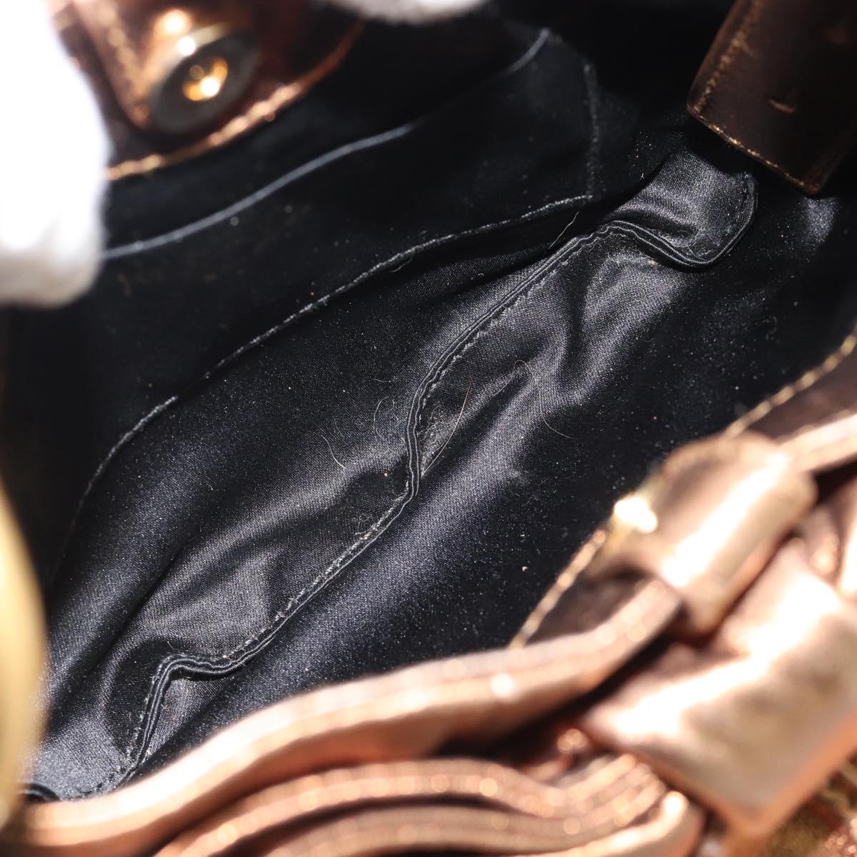 SAINT LAURENT Shoulder Bag Leather Bronze Gold Auth bs35494