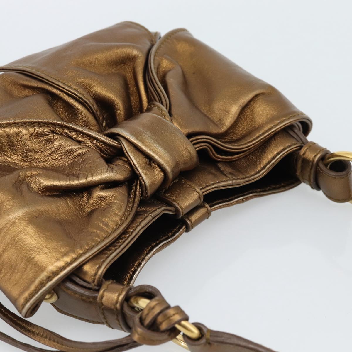 SAINT LAURENT Shoulder Bag Leather Bronze Gold Auth bs35494