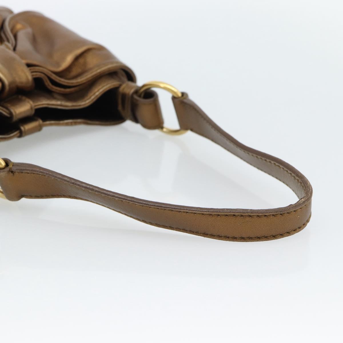 SAINT LAURENT Shoulder Bag Leather Bronze Gold Auth bs35494