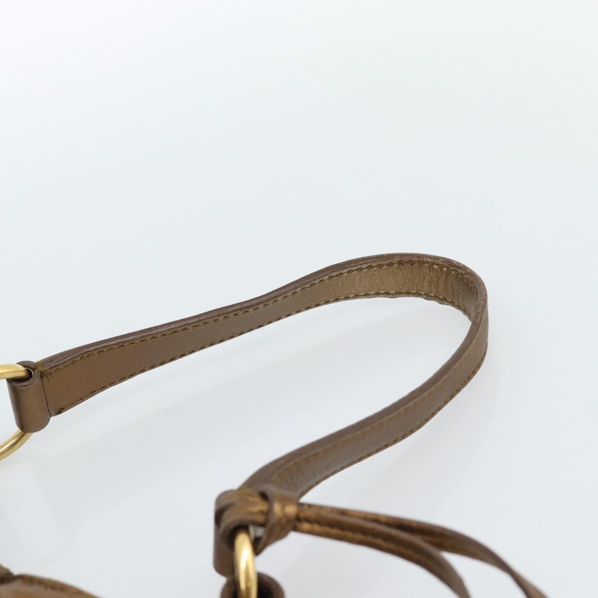 SAINT LAURENT Shoulder Bag Leather Bronze Gold Auth bs35494