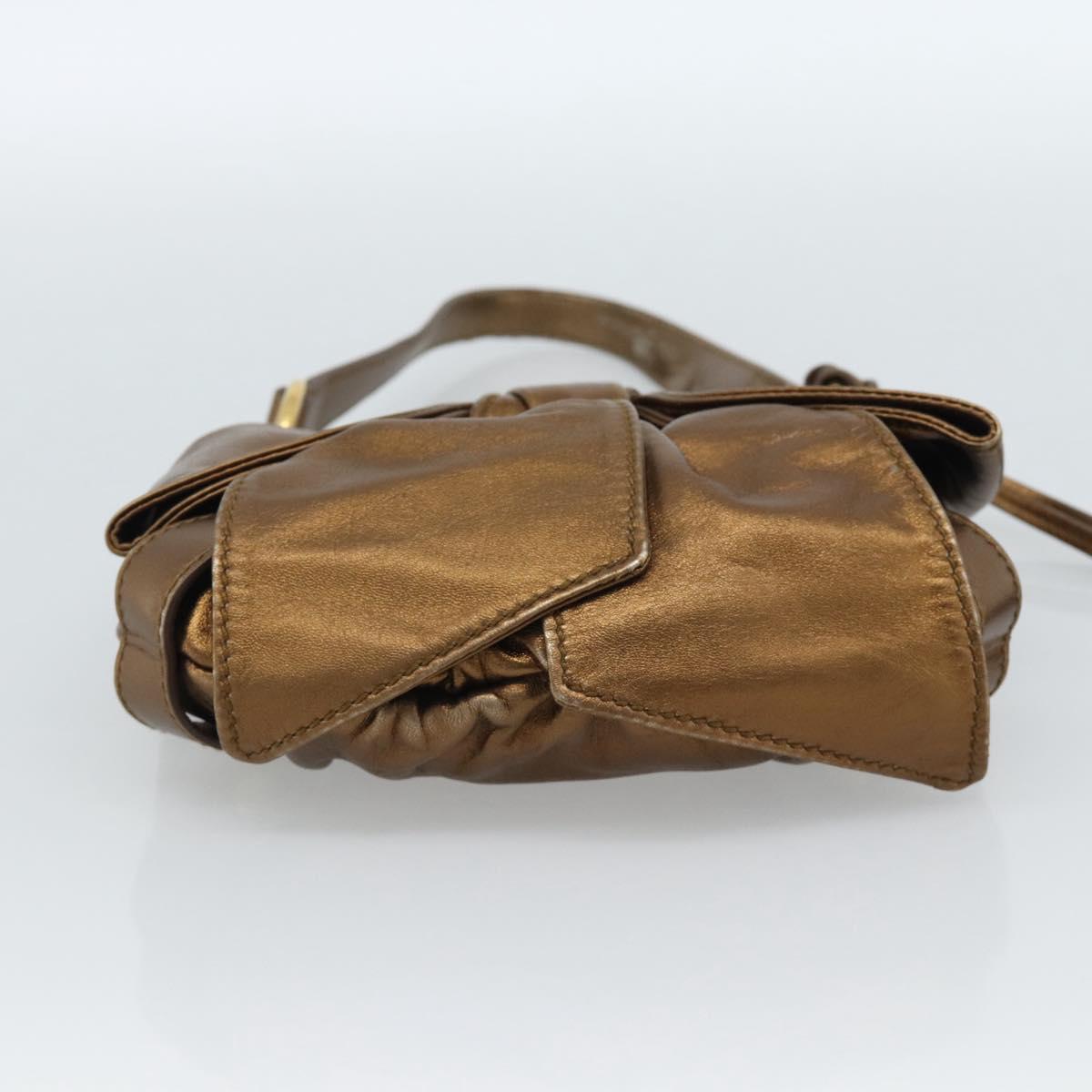 SAINT LAURENT Shoulder Bag Leather Bronze Gold Auth bs35494