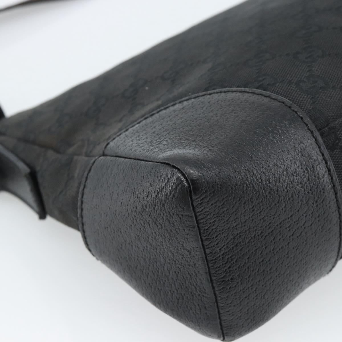 GUCCI GG Canvas Shoulder Bag Black Silver 114273 Auth bs35495