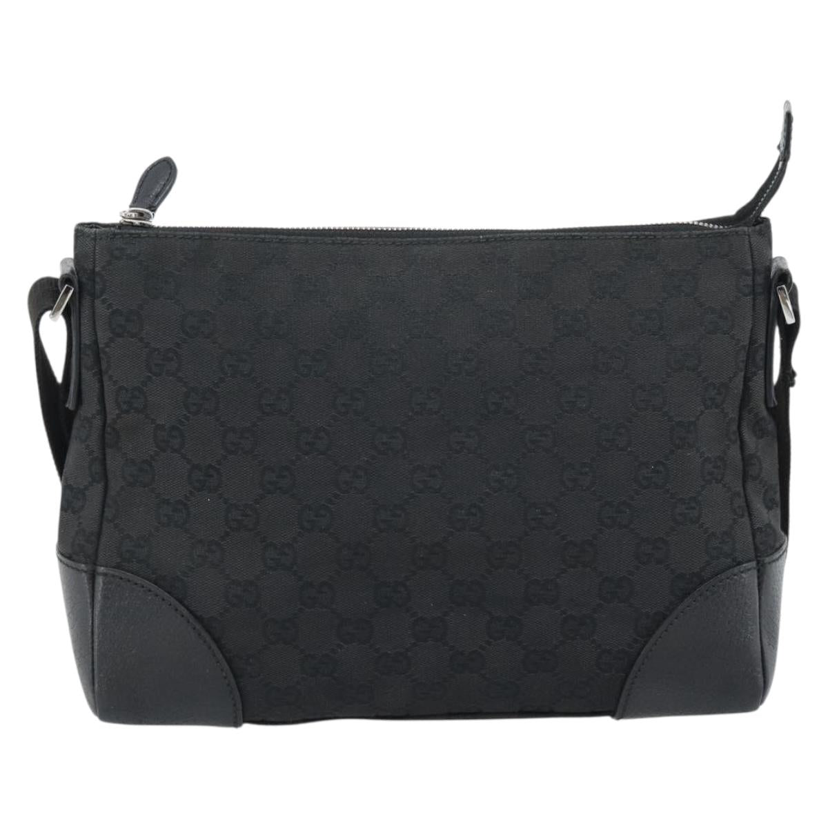GUCCI GG Canvas Shoulder Bag Black Silver 114273 Auth bs35495