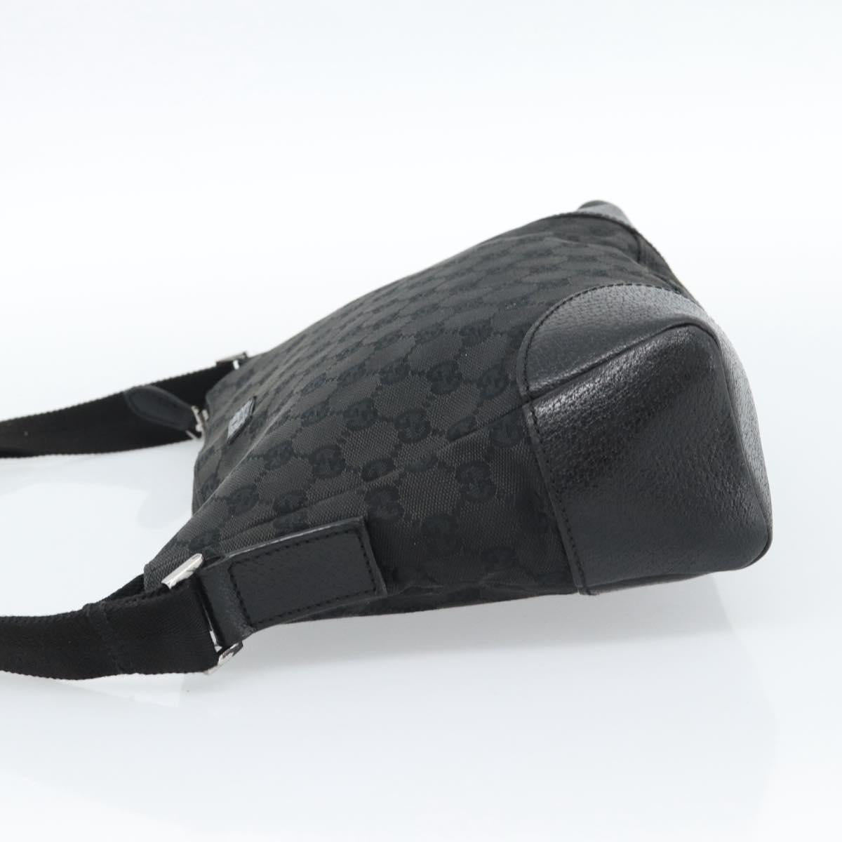 GUCCI GG Canvas Shoulder Bag Black Silver 114273 Auth bs35495