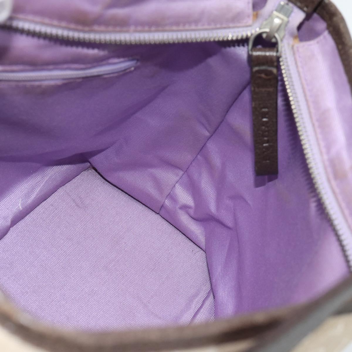 BVLGARI Logo Mania Hand Bag Canvas Beige Silver Auth bs35496
