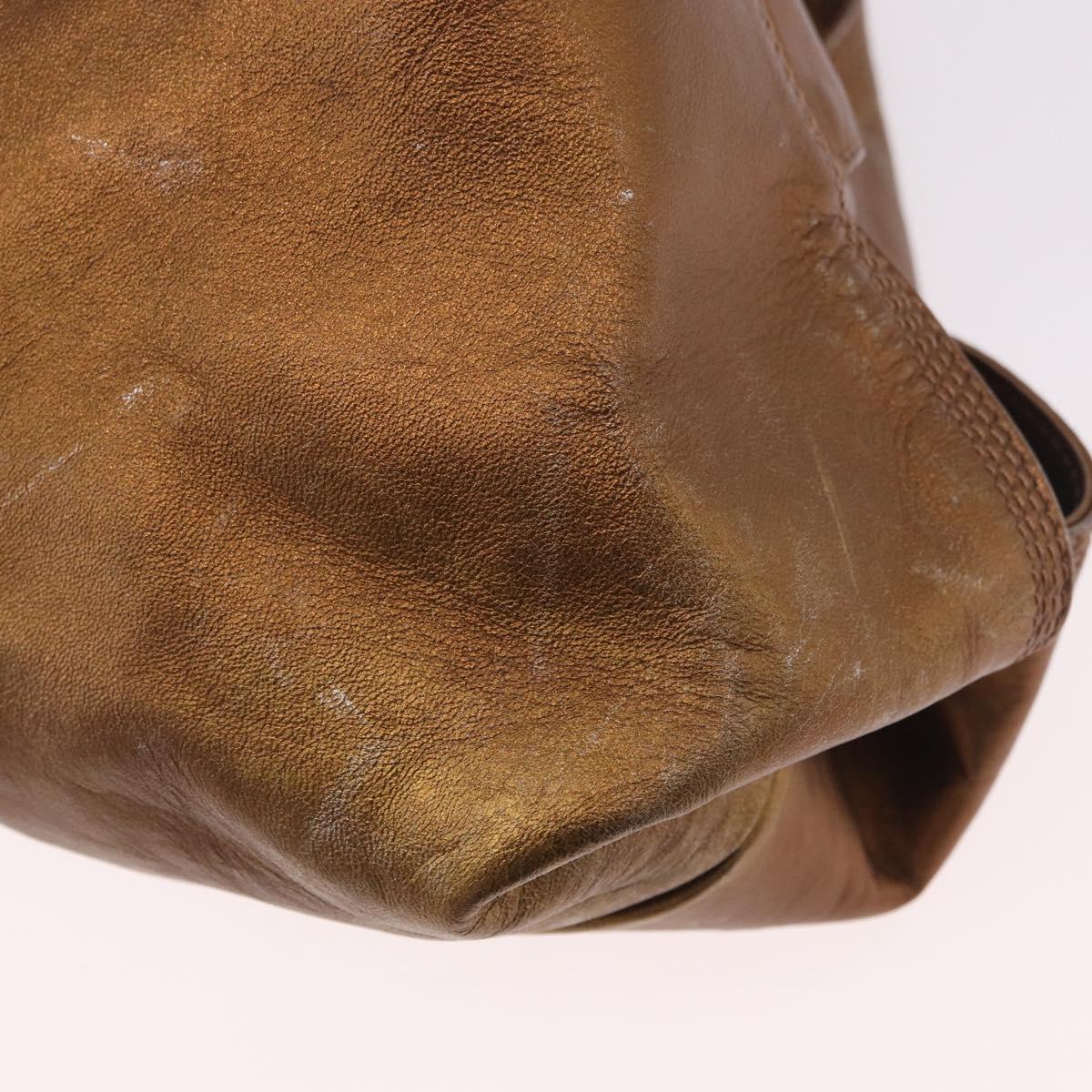 LOEWE Anagram Hand Bag Leather Bronze Gold Auth bs35497