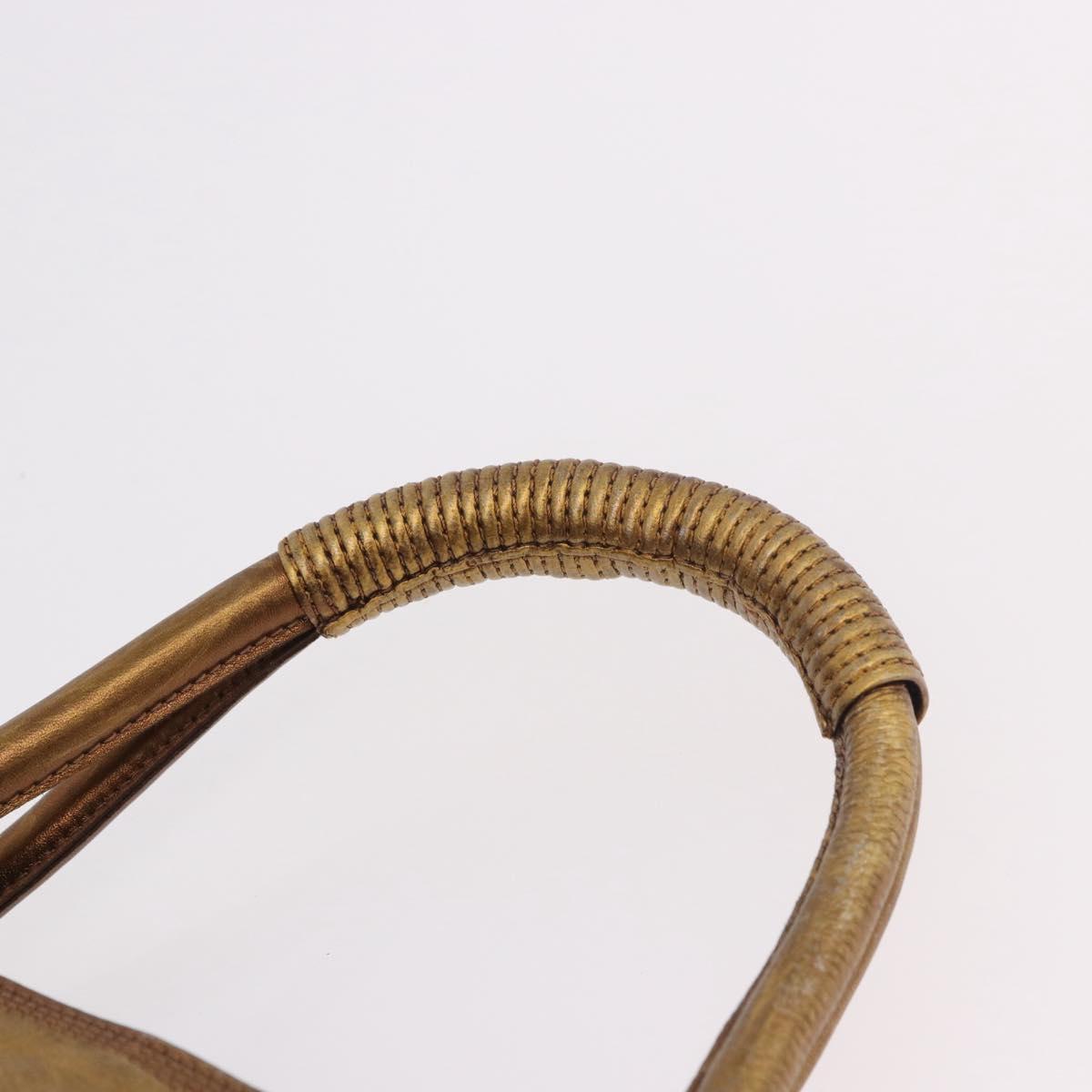 LOEWE Anagram Hand Bag Leather Bronze Gold Auth bs35497