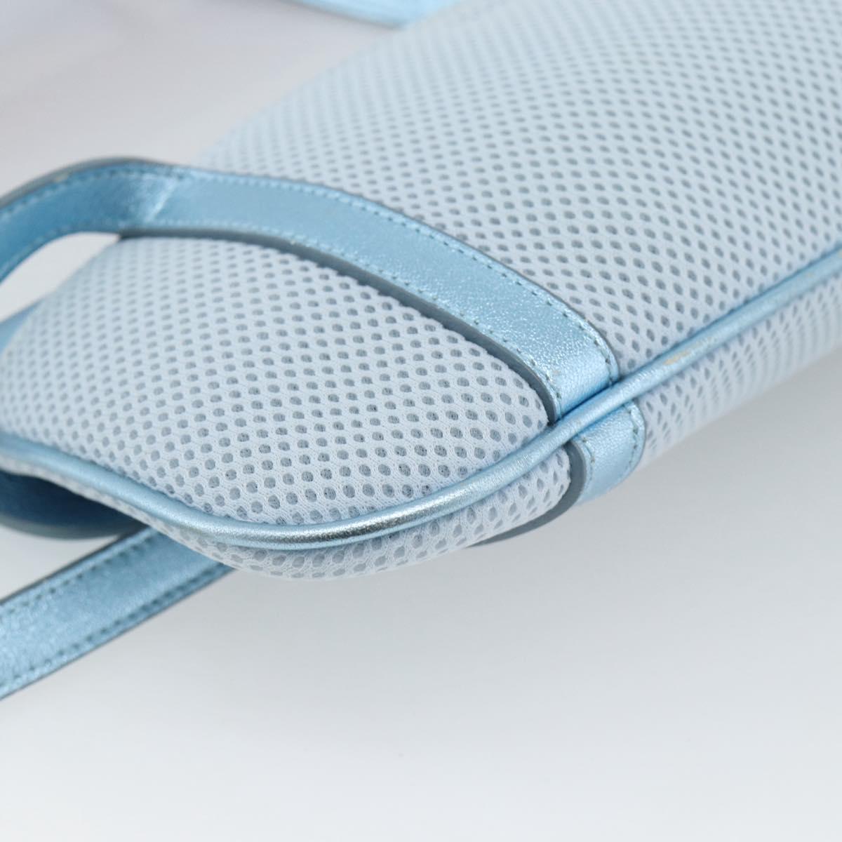 Miu Miu Shoulder Bag Canvas Light Blue Silver Auth bs35499A