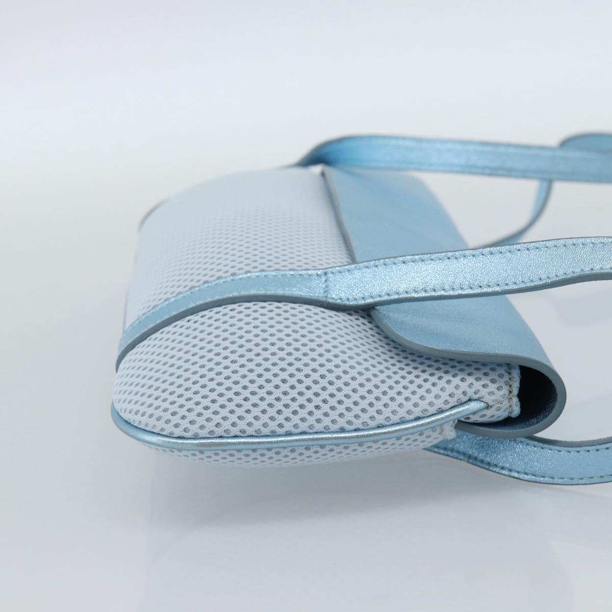 Miu Miu Shoulder Bag Canvas Light Blue Silver Auth bs35499A