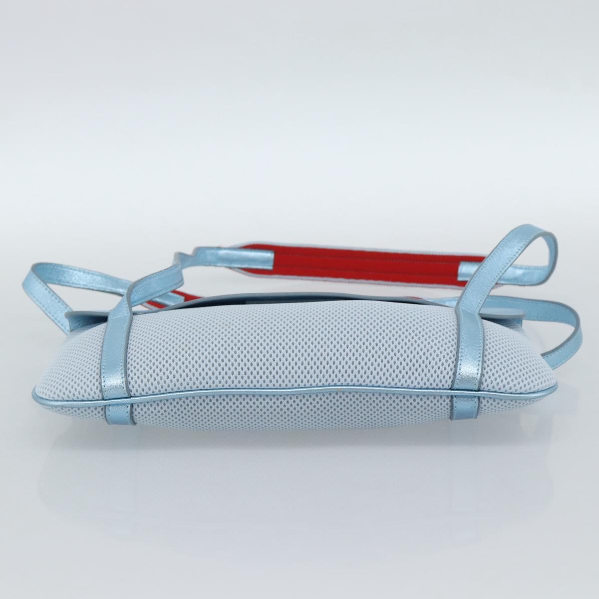 Miu Miu Shoulder Bag Canvas Light Blue Silver Auth bs35499A