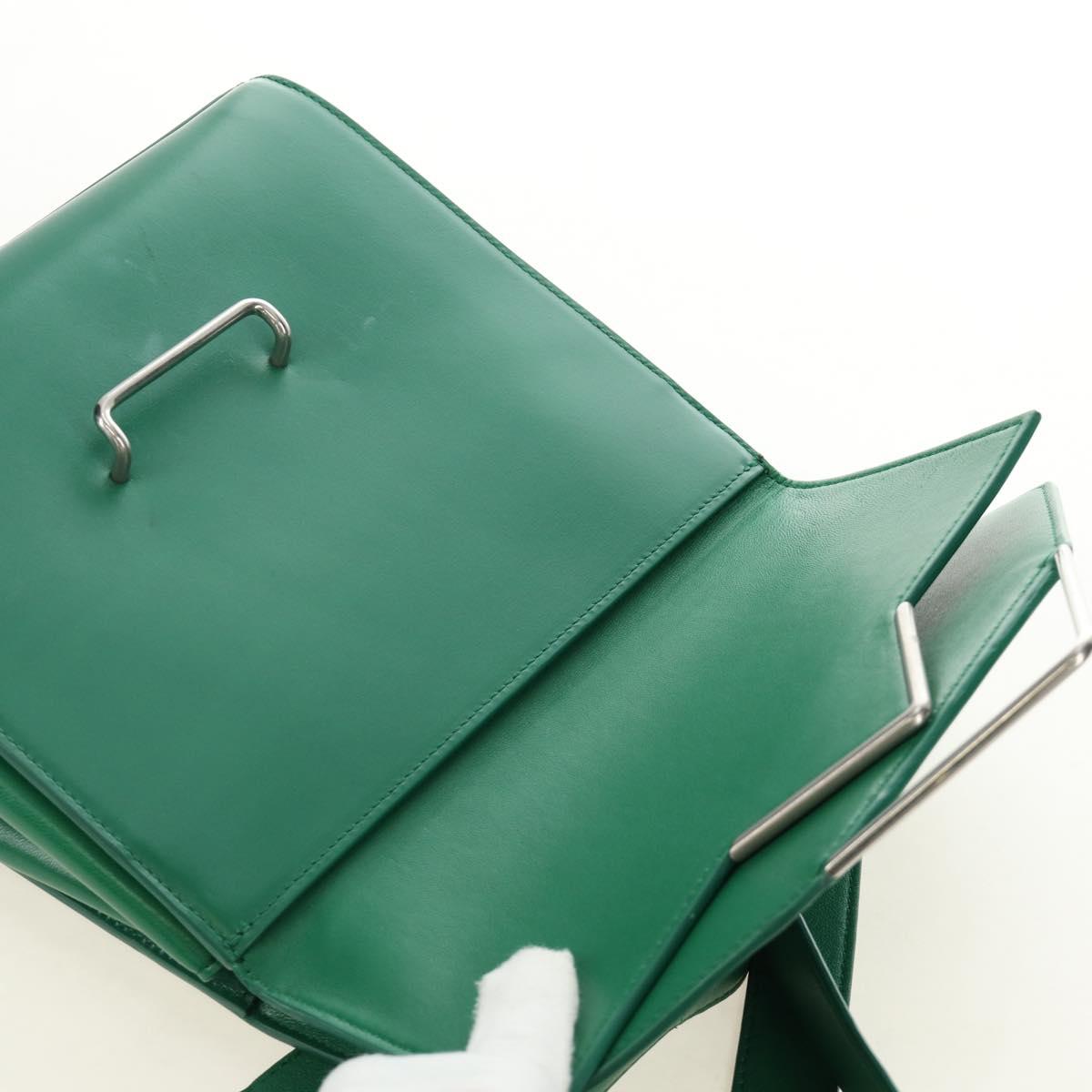 BOTTEGA VENETA Shoulder Bag Leather Green Silver Auth bs35500V
