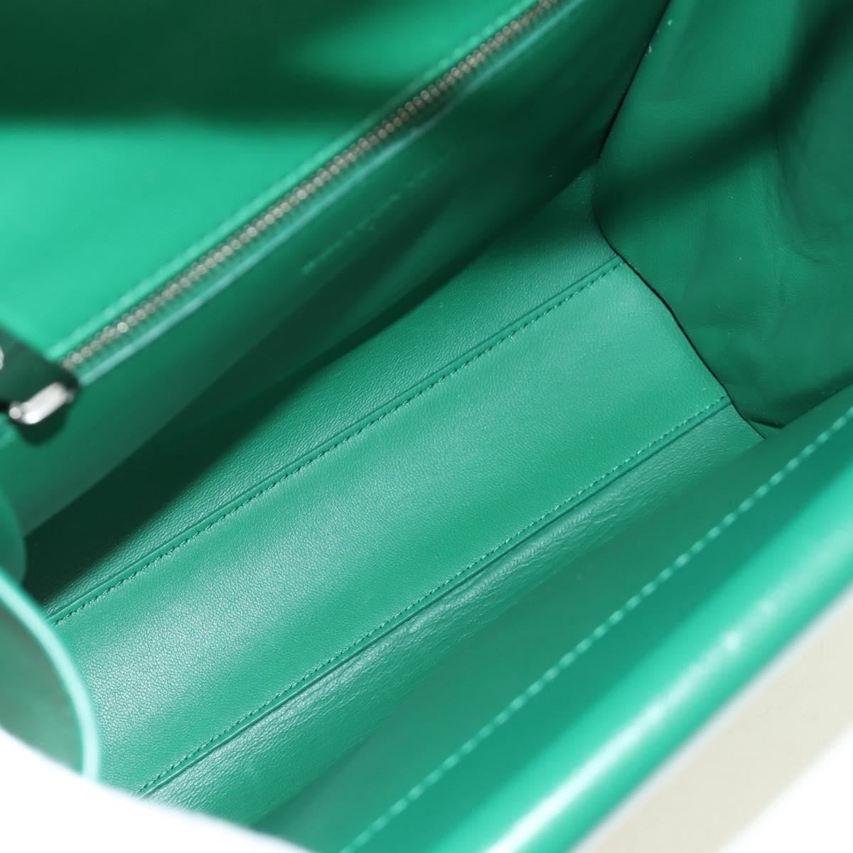 BOTTEGA VENETA Shoulder Bag Leather Green Silver Auth bs35500V