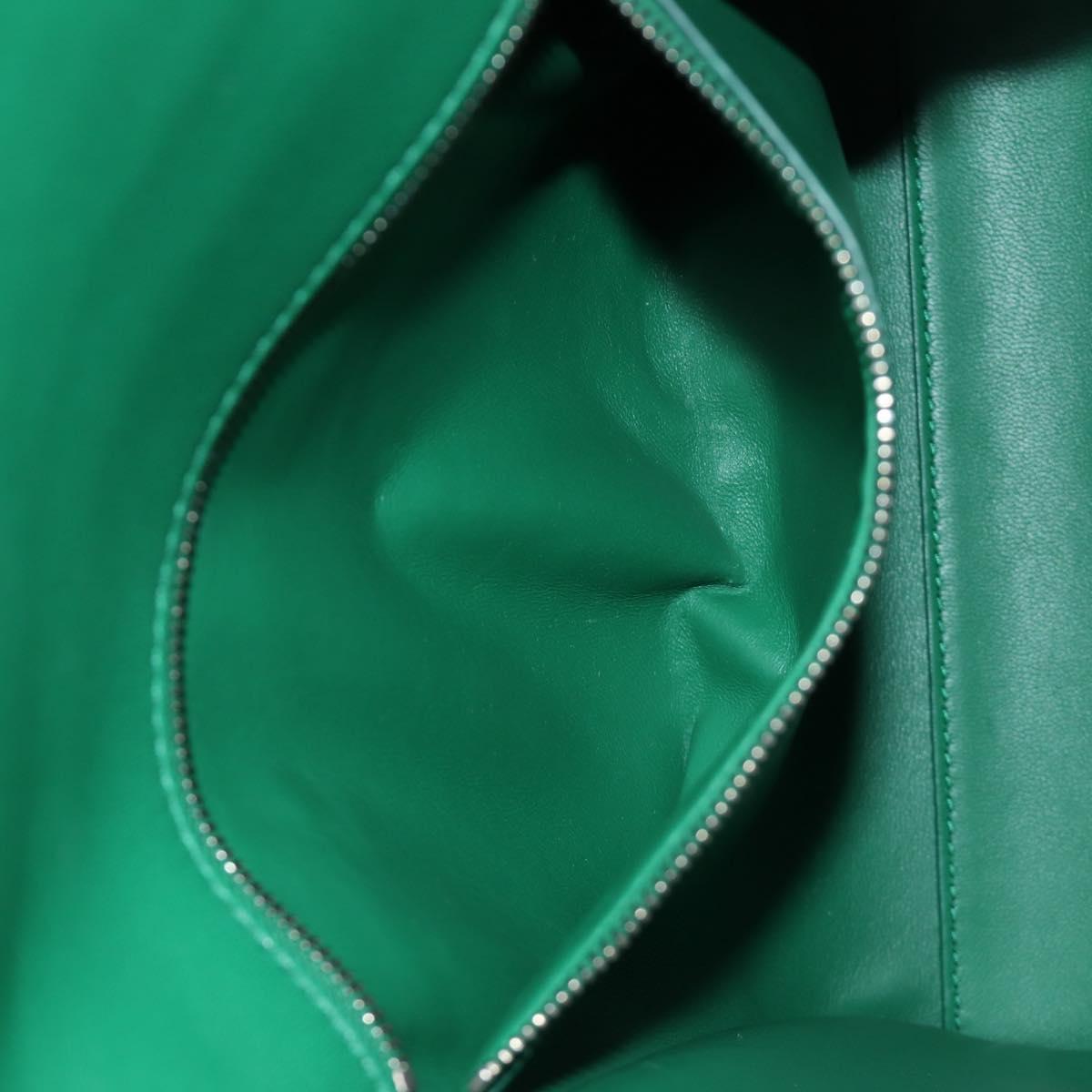 BOTTEGA VENETA Shoulder Bag Leather Green Silver Auth bs35500V