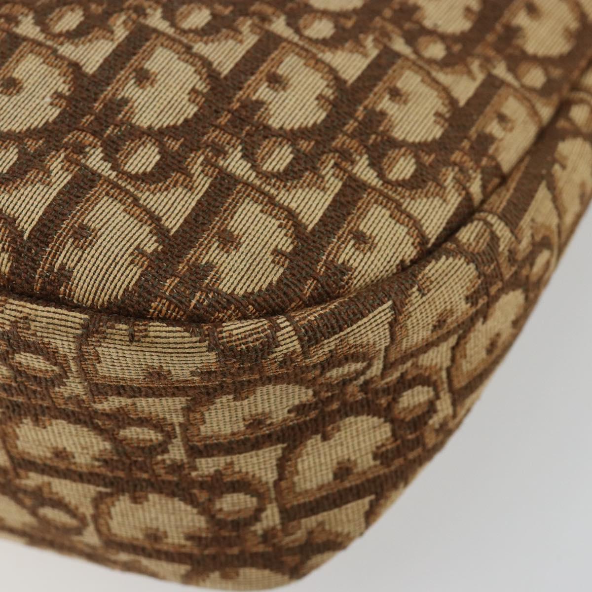 Christian Dior Trotter Canvas Shoulder Bag Brown Gold Auth bs35501