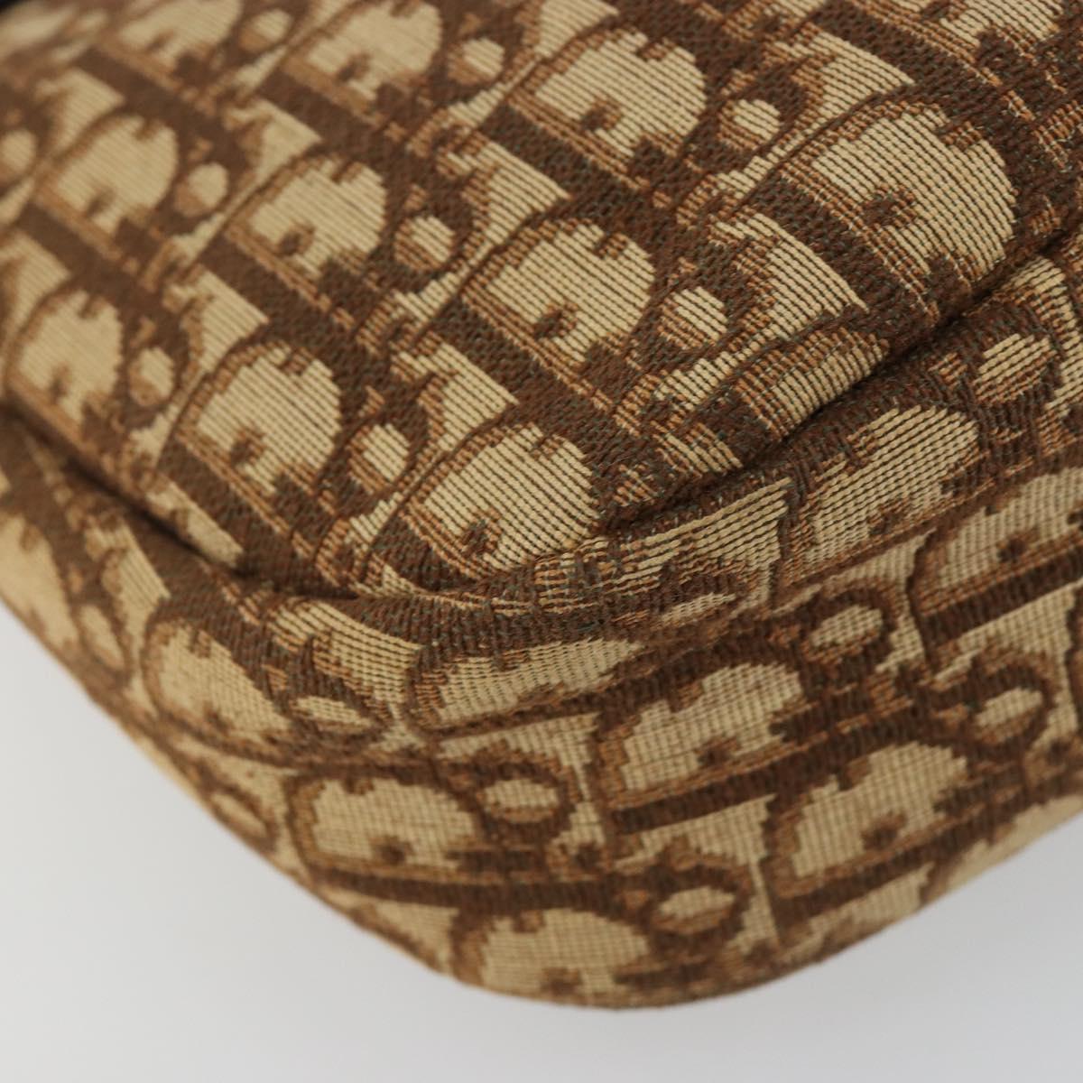 Christian Dior Trotter Canvas Shoulder Bag Brown Gold Auth bs35501