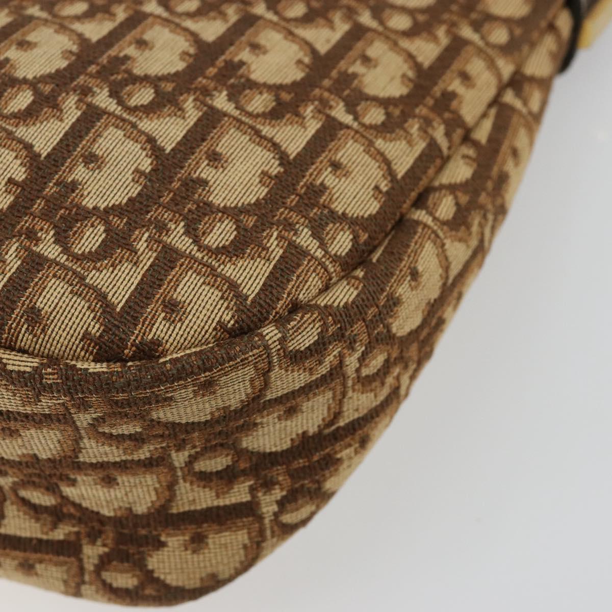 Christian Dior Trotter Canvas Shoulder Bag Brown Gold Auth bs35501