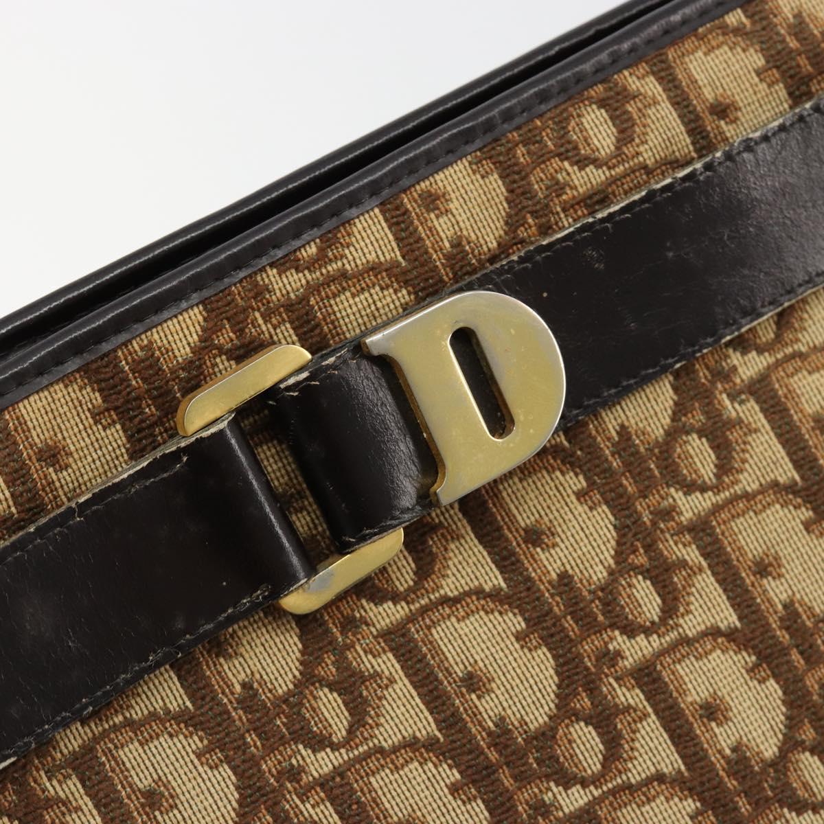 Christian Dior Trotter Canvas Shoulder Bag Brown Gold Auth bs35501