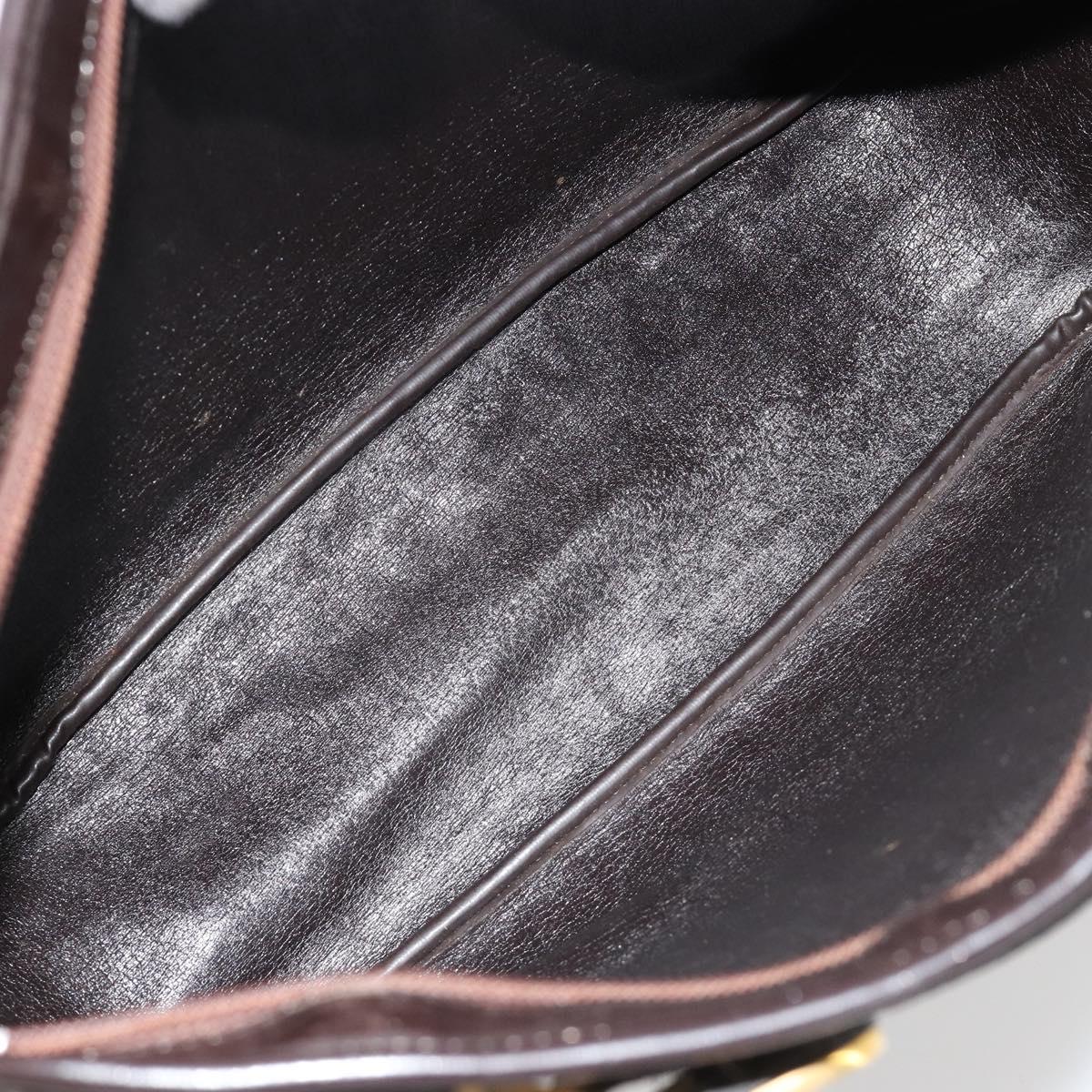 Christian Dior Trotter Canvas Shoulder Bag Brown Gold Auth bs35501