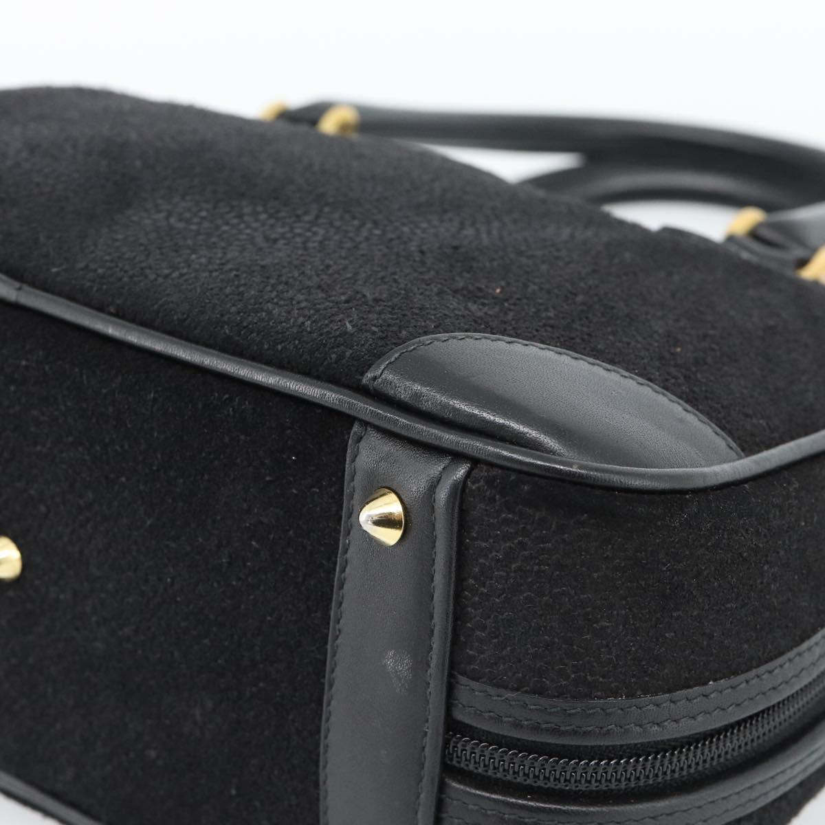 GUCCI Hand Bag Suede Black Gold 000 39 0030 Auth bs35502