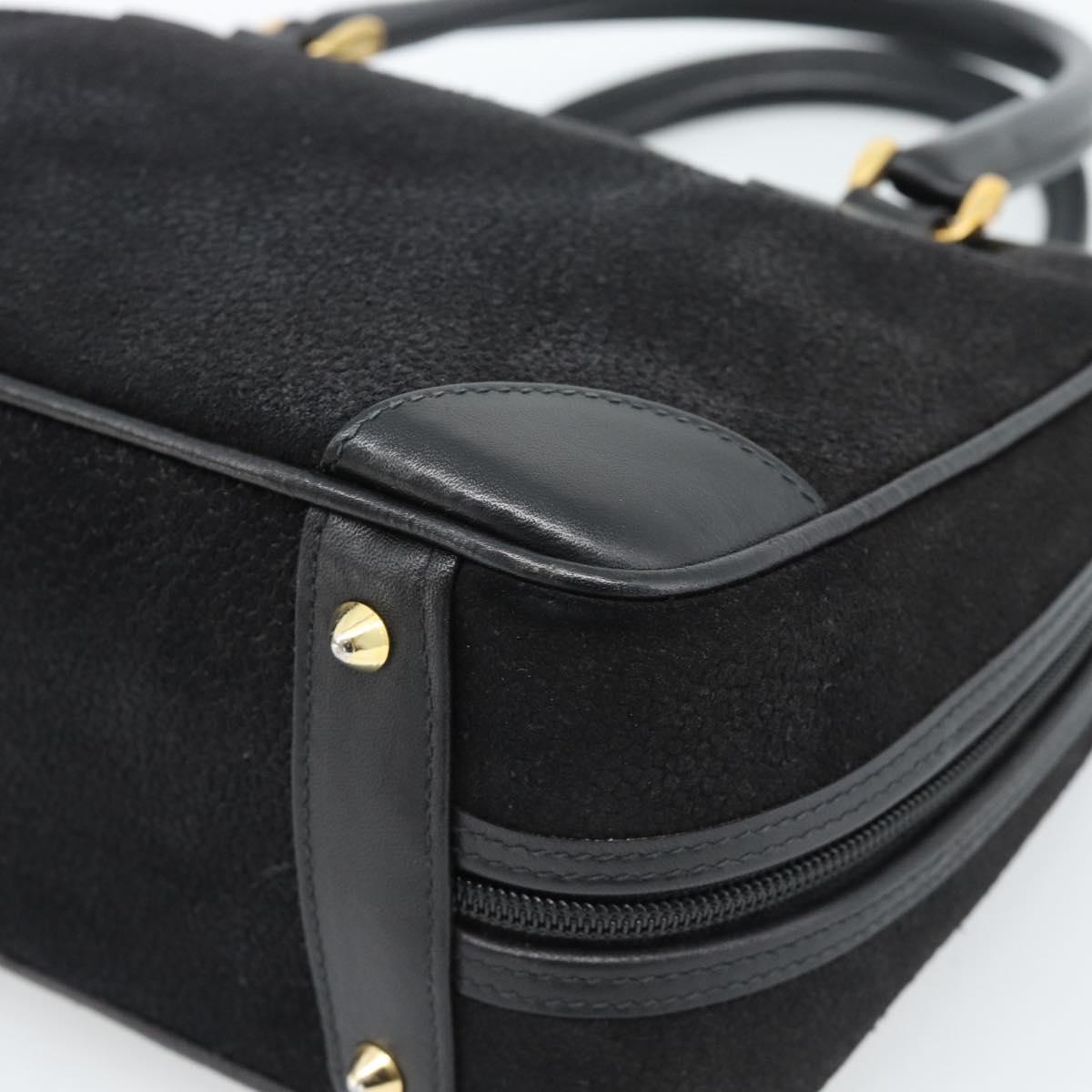 GUCCI Hand Bag Suede Black Gold 000 39 0030 Auth bs35502