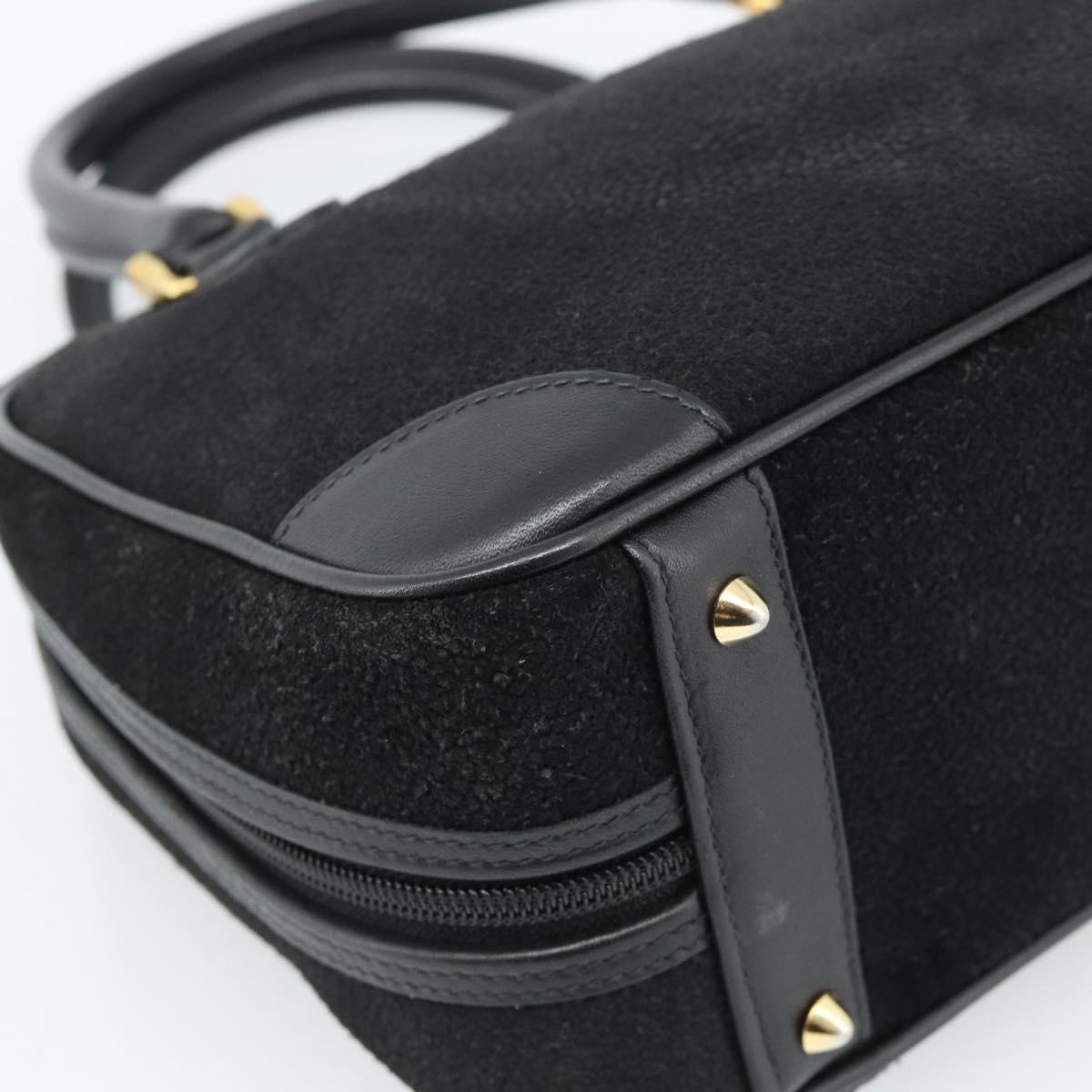 GUCCI Hand Bag Suede Black Gold 000 39 0030 Auth bs35502