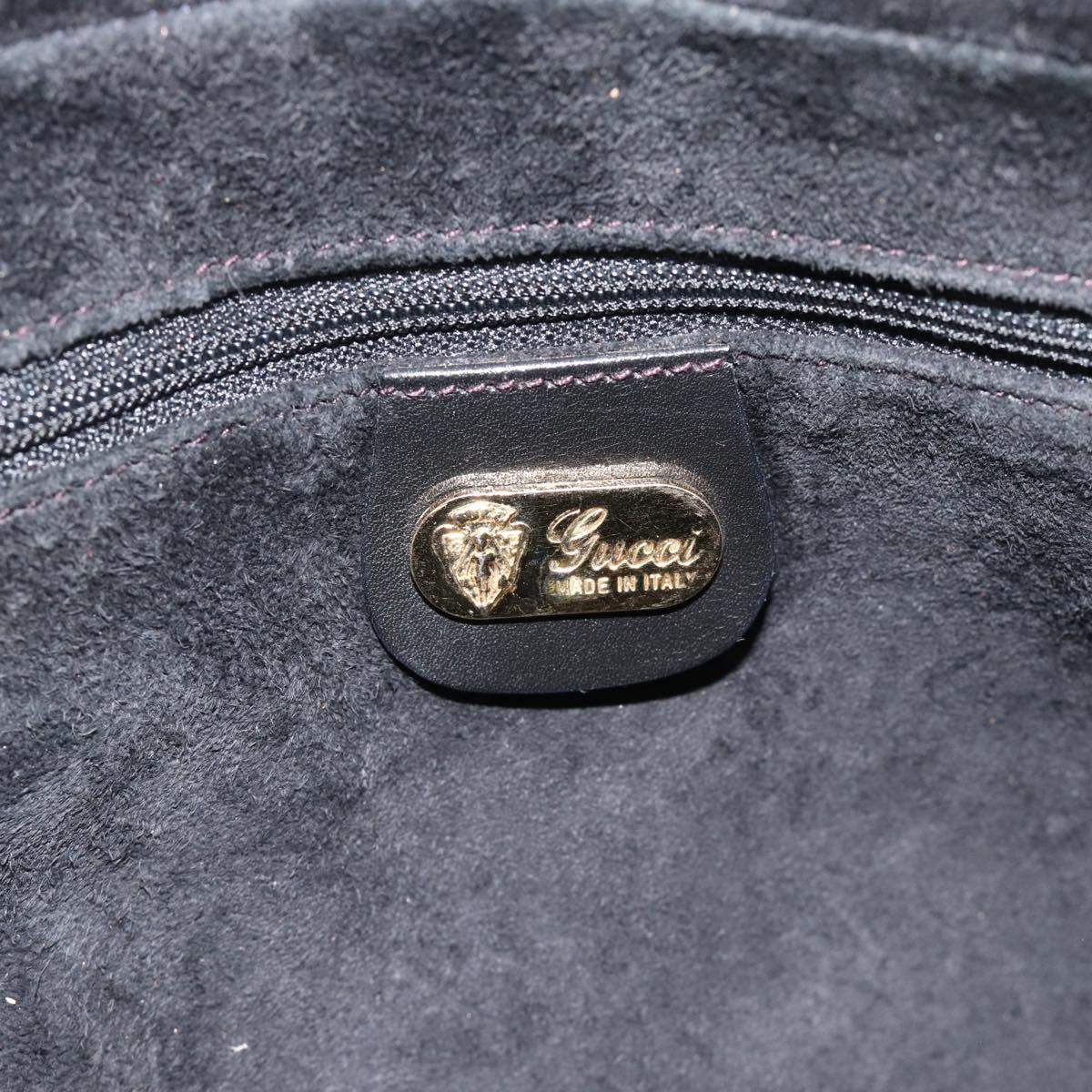 GUCCI Hand Bag Suede Black Gold 000 39 0030 Auth bs35502