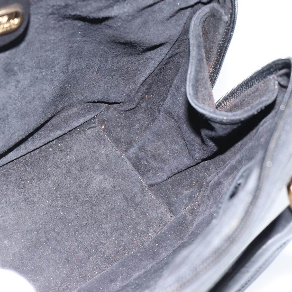 GUCCI Hand Bag Suede Black Gold 000 39 0030 Auth bs35502