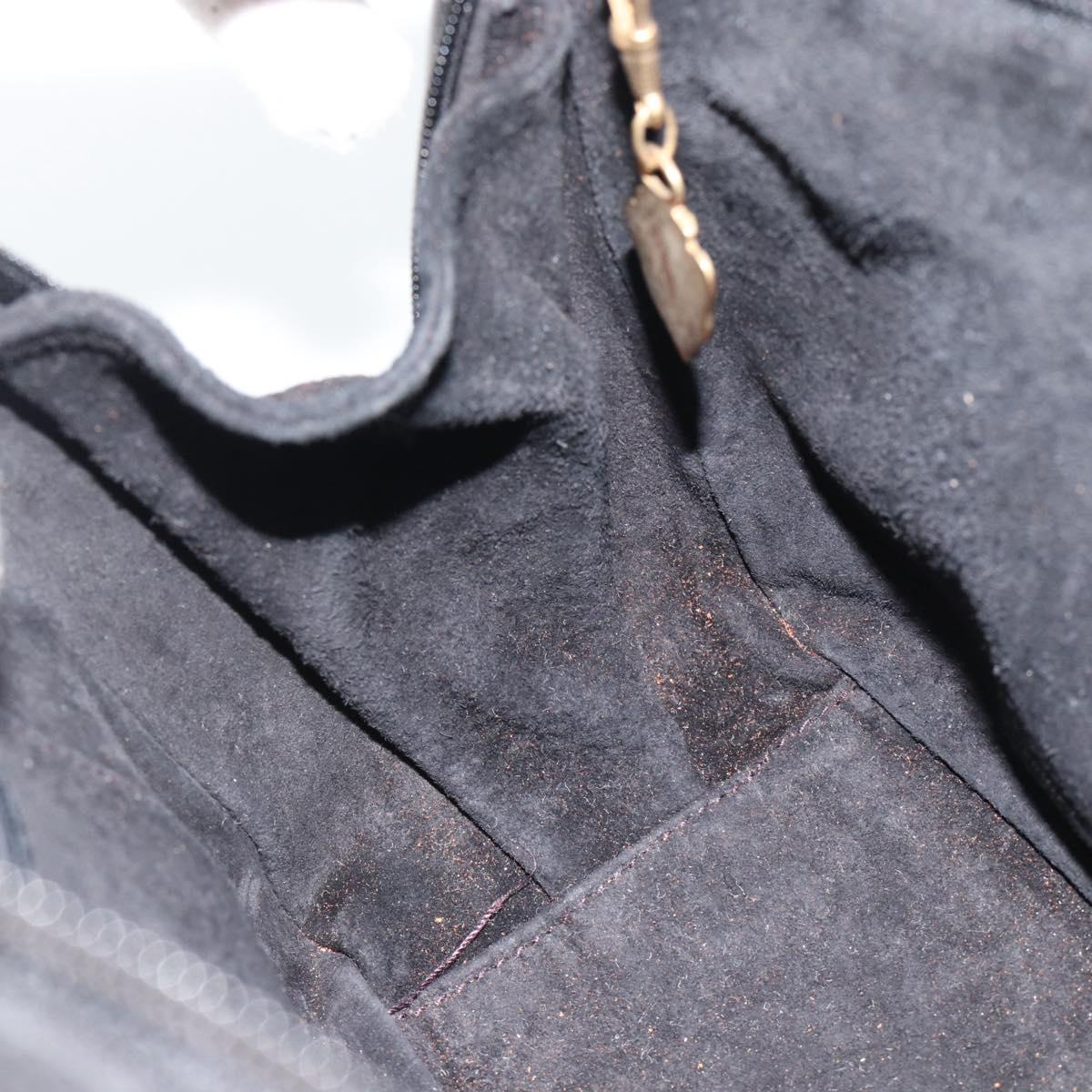 GUCCI Hand Bag Suede Black Gold 000 39 0030 Auth bs35502