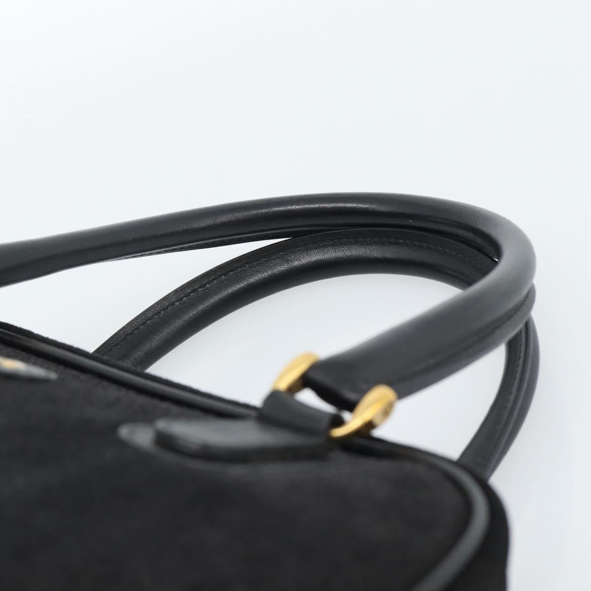 GUCCI Hand Bag Suede Black Gold 000 39 0030 Auth bs35502