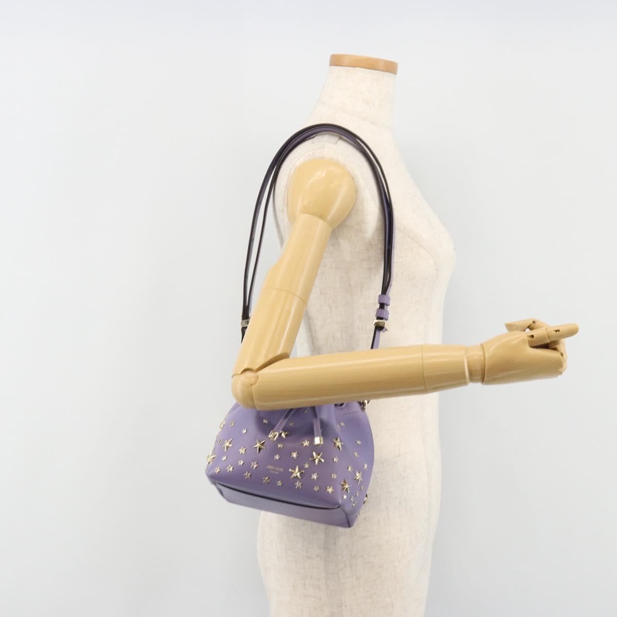 Jimmy Choo Purse Shoulder Bag Leather 2way Purple Gold Auth bs35503A