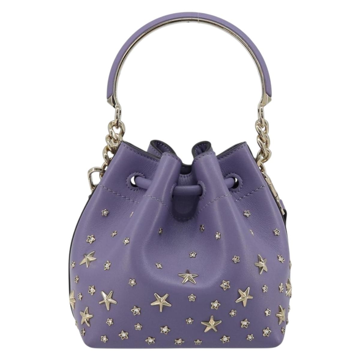 Jimmy Choo Purse Shoulder Bag Leather 2way Purple Gold Auth bs35503A