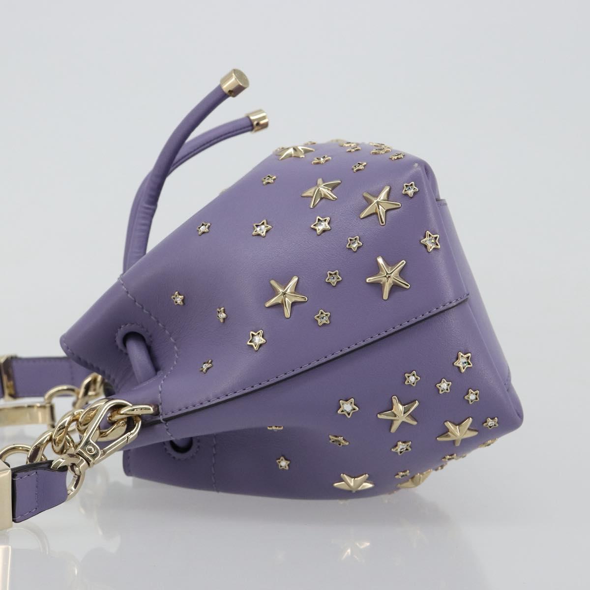 Jimmy Choo Purse Shoulder Bag Leather 2way Purple Gold Auth bs35503A